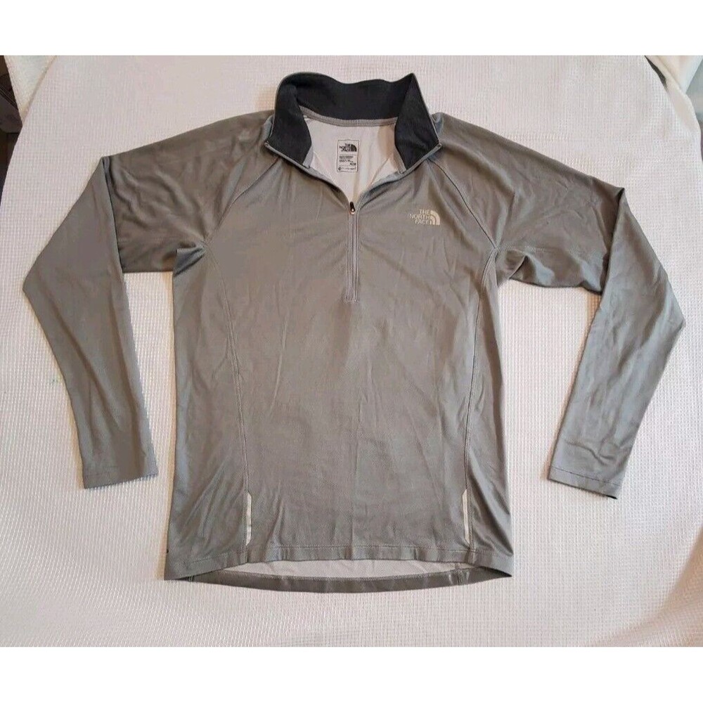 The North Face Shirt Mens Med Gray Flash Dry 1/4 Zip Pullover Long Sleeve Base